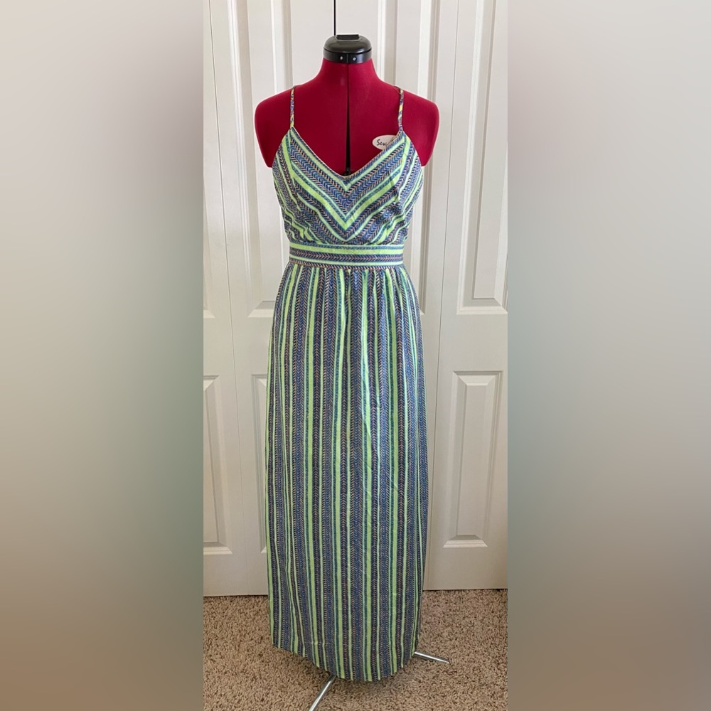 Francesca’s Chevron Vertical Stripe Maxi Dress